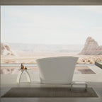 Glossy white deep soaking acrylic freestanding bathtub