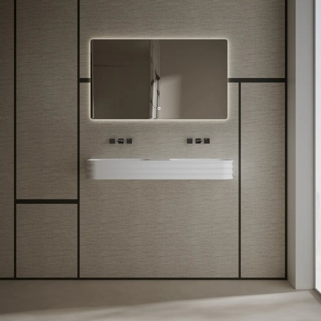 Spacious double basin bathroom sink ideal for couples and shared bathroom layouts