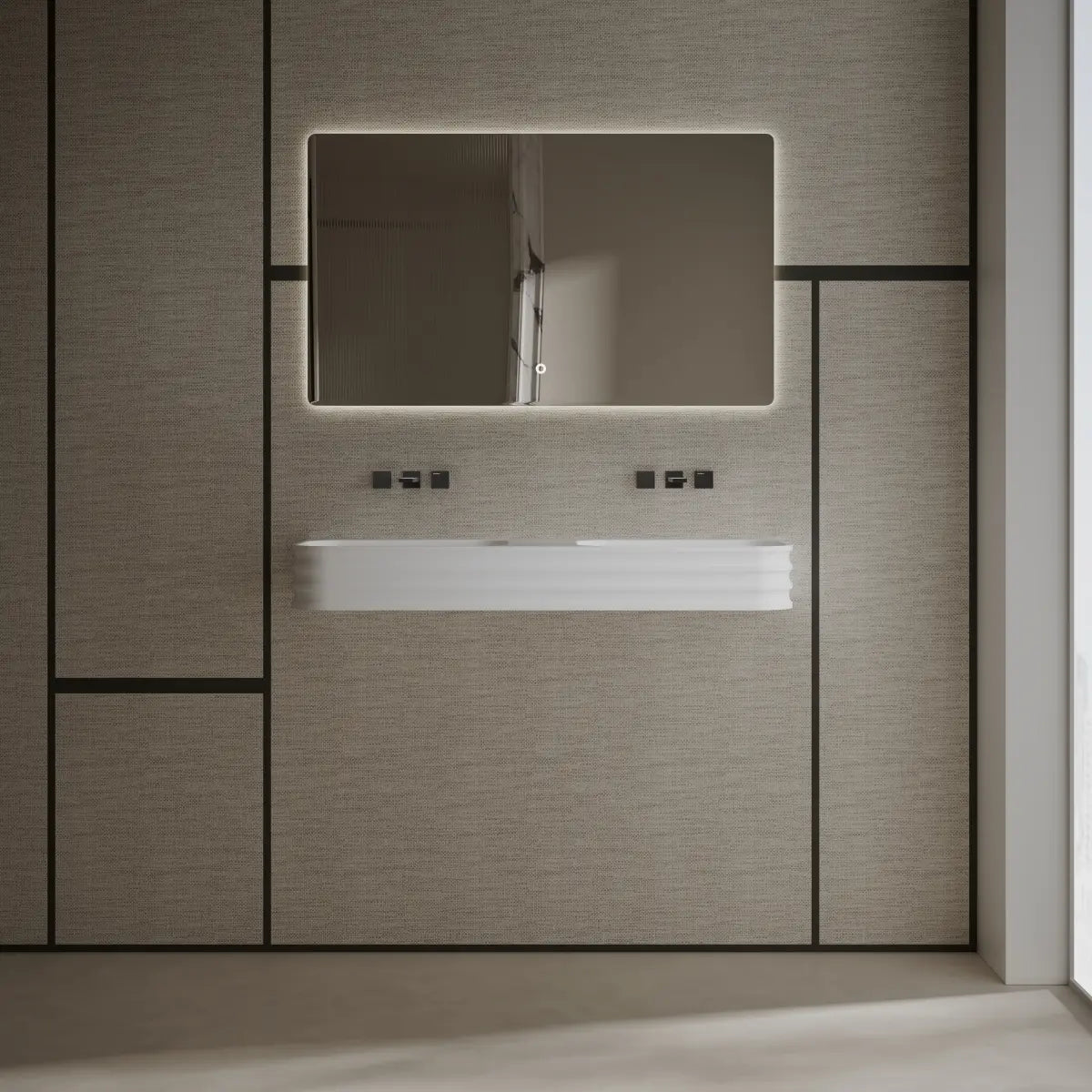 Spacious double basin bathroom sink ideal for couples and shared bathroom layouts