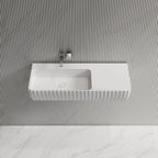 Wall hung sink with spacious area and integrated basins fluted design