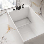 White acrylic freestanding bathtub rectangular soaking tub for luxury bathroom renovation