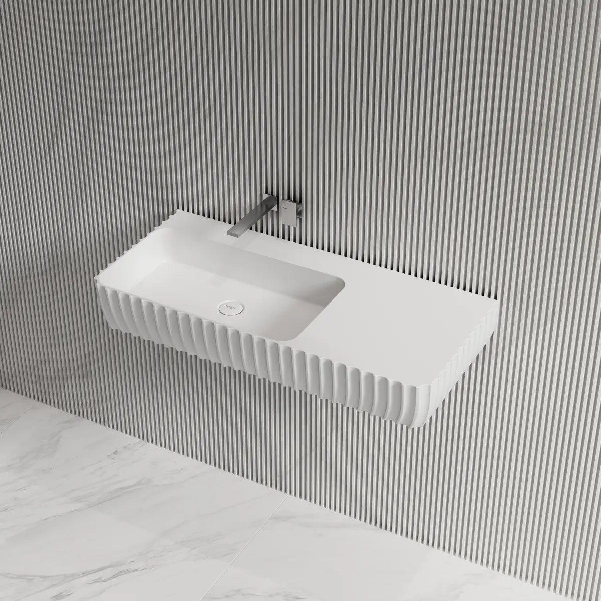 Elegant wall mount wash basin with clean geometric lines and a contemporary aesthetic Main image