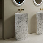 MonBlari XS Series freestanding fluted pedestal sink in modern bathroom