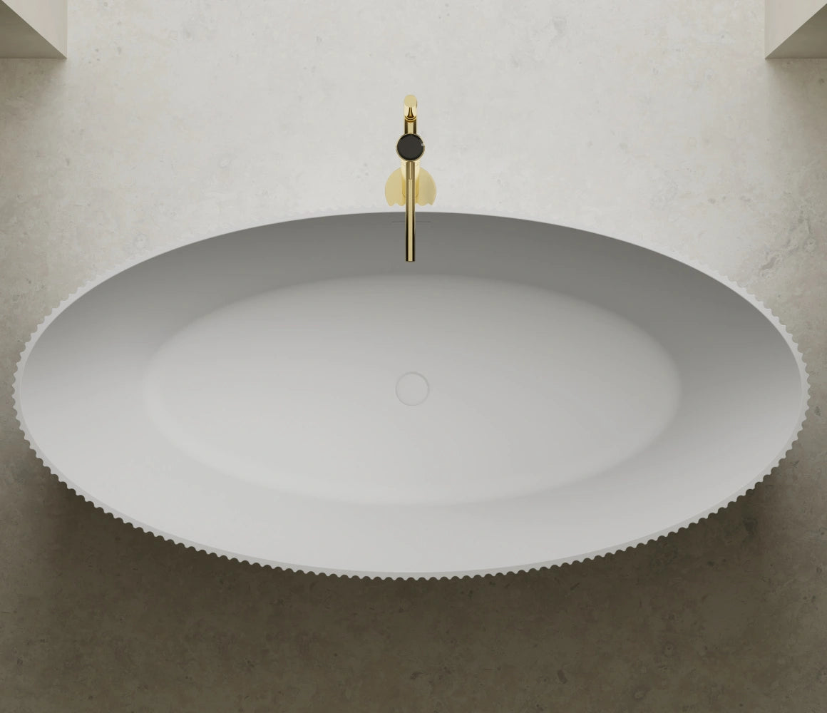 MonBlari XS Series modern oval bathtub with sculpted texture