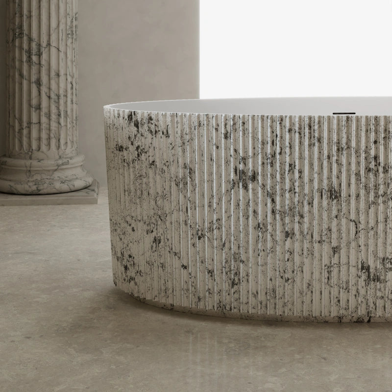 MonBlari XS Series oval soaking bathtub with sculpted finish