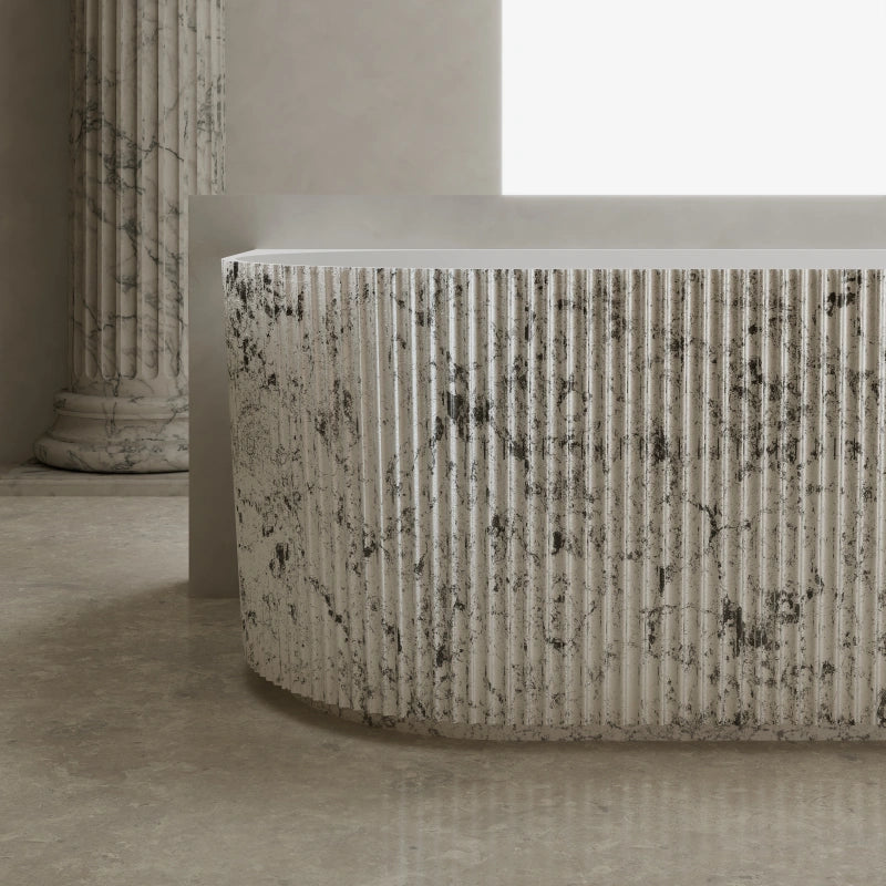 MonBlari XS Series ribbed wall-mounted bathroom tub